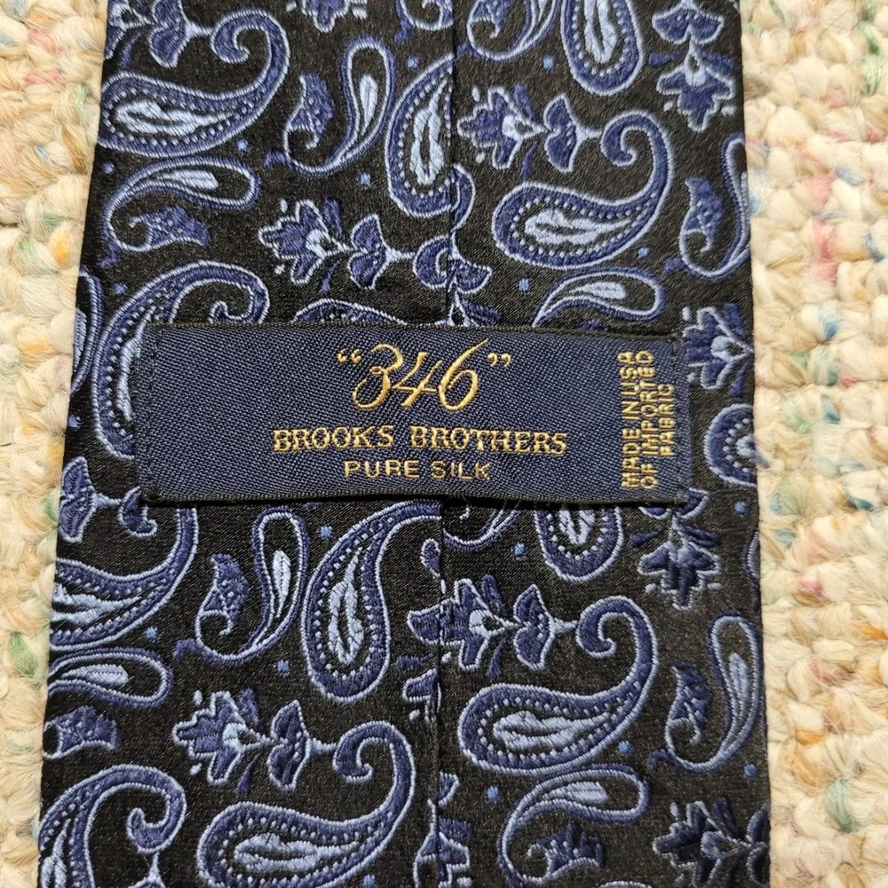 Brooks Brothers Tie Mens One Size Blue Black Paisley Silk 346 Necktie Business‎